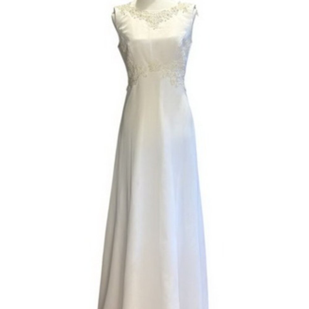 Eden Bridal White Beaded Floral Embroidered Wedding Gown